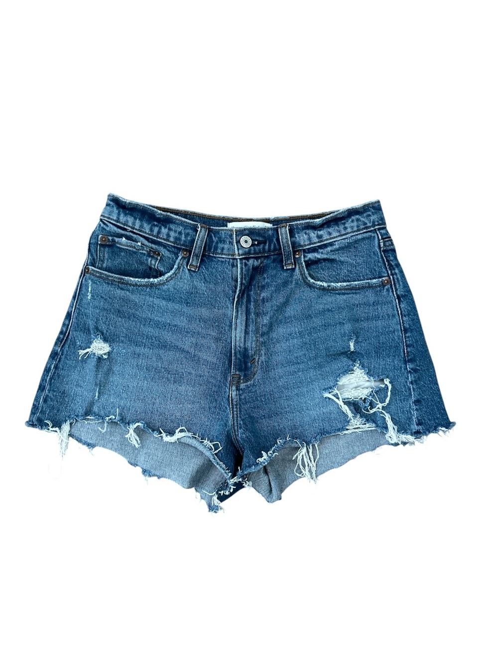 Abercrombie Curve Love Mom Shorts Size 28 Distressed Denim